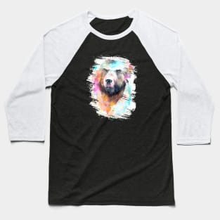 Bear Grizzly Wild Animal Nature Watercolor Art Painting Baseball T-Shirt